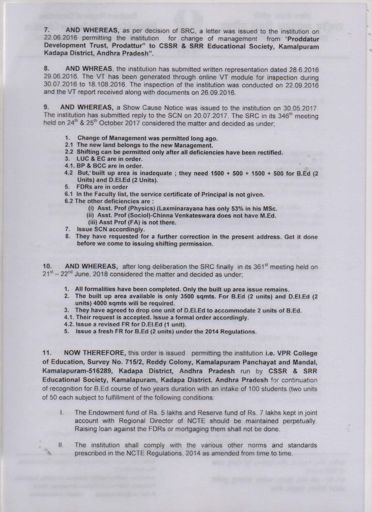 B.Ed NCTE Order